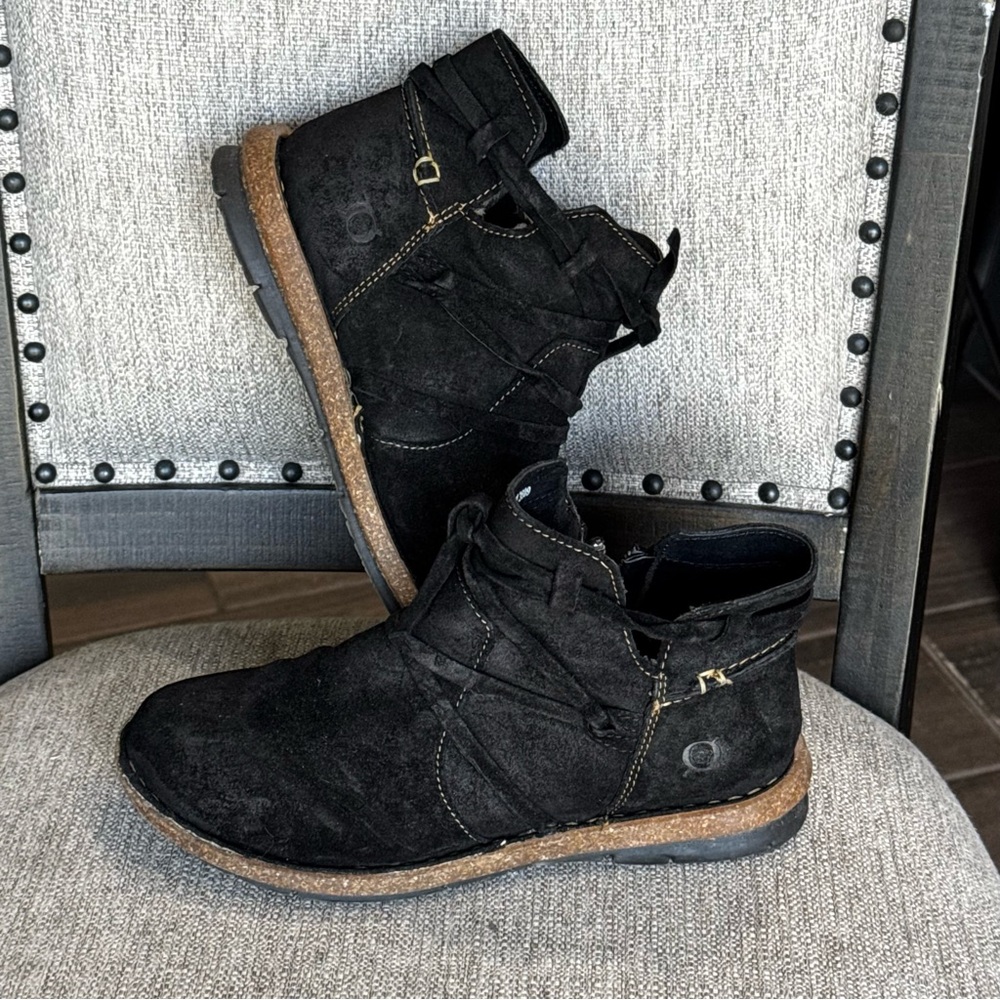 BORN Black Suede Ankle Boots
